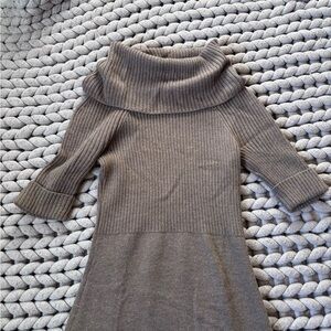LOFT Taupe Cowl Neck Sweater Dress
